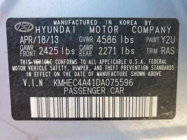 KMHEC4A41DA075596 - 2013 HYUNDAI SONATA HYBRID BLUE photo 13