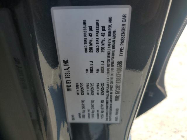 5YJ3E1EB8KF408698 - 2019 TESLA MODEL 3 გრაფიტი ფოტო 12