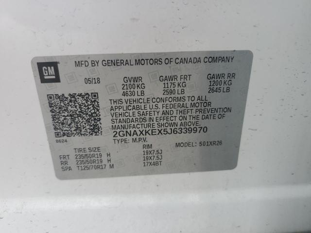 2GNAXKEX5J6339970 - 2018 CHEVROLET EQUINOX LT თეთრი ფოტო 13