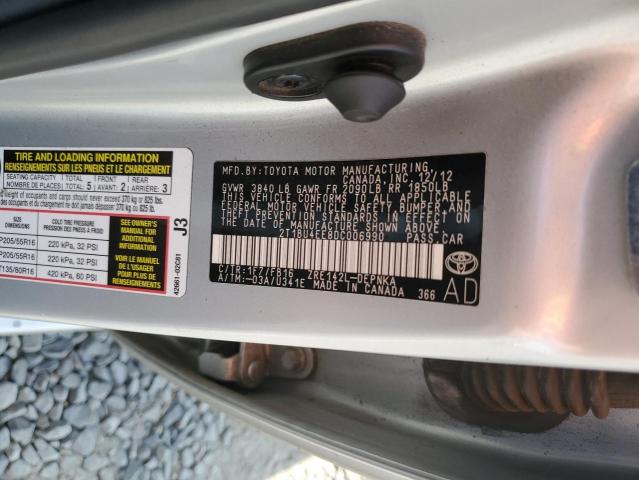 2T1BU4EE8DC006990 - 2013 TOYOTA COROLLA BASE Күміс фото 12
