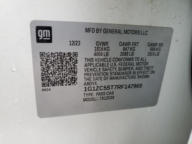 1G1ZC5ST7RF147969 - 2024 CHEVROLET MALIBU LS WHITE photo 12