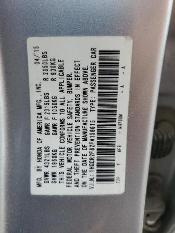 1HGCR2F82FA158615 - 2015 HONDA ACCORD EXL SILVER photo 12