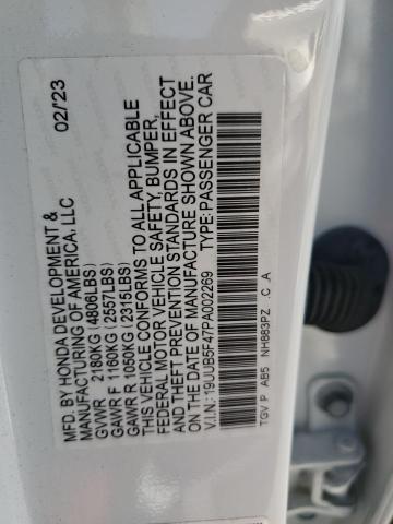 19UUB5F47PA002269 - 2023 ACURA TLX TECHNOLOGY WHITE photo 12