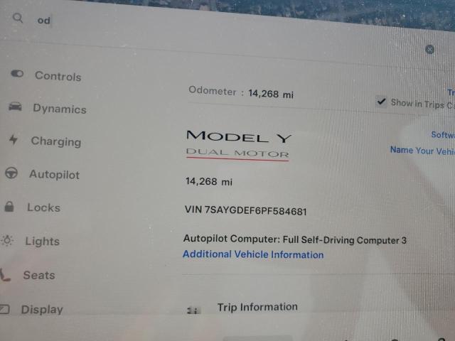 7SAYGDEF6PF584681 - 2023 TESLA MODEL Y BLUE photo 9