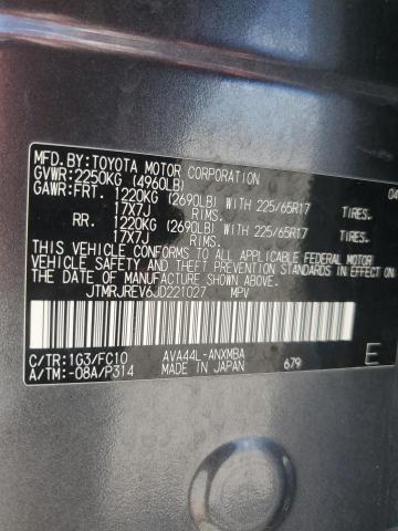 JTMRJREV6JD221027 - 2018 TOYOTA RAV4 HV LE ნაცრისფერი ფოტო 14