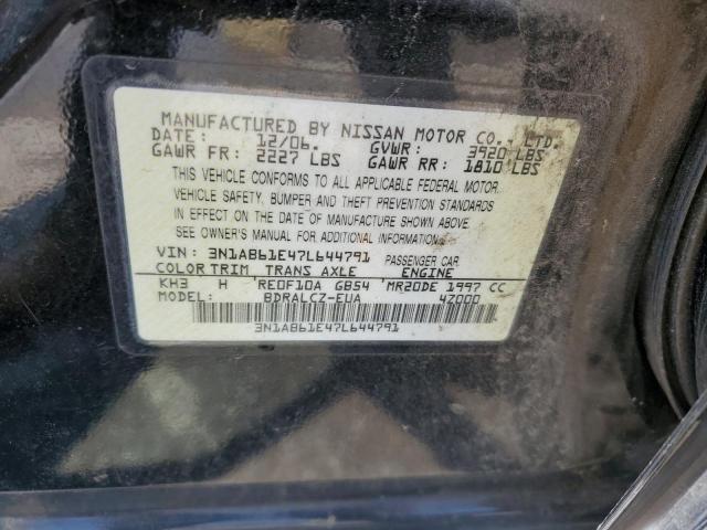 3N1AB61E47L644791 - 2007 NISSAN SENTRA 2.0 BLACK photo 12