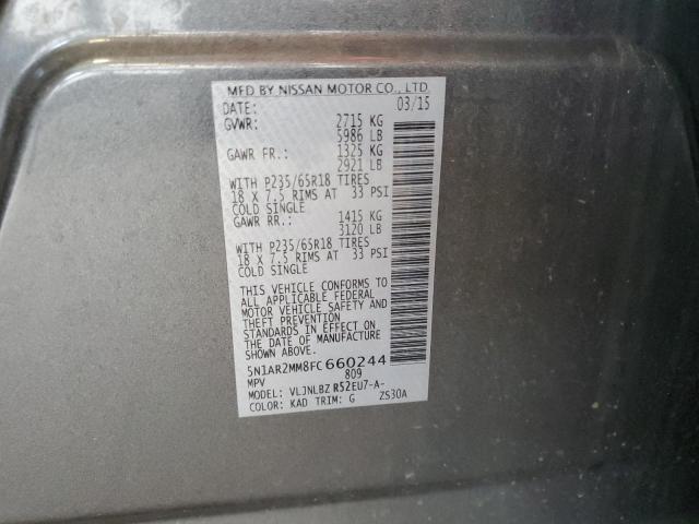 5N1AR2MM8FC660244 - 2015 NISSAN PATHFINDER S 灰色 照片 13