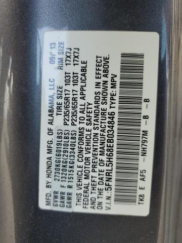 5FNRL5H68EB034846 - 2014 HONDA ODYSSEY EXL GRAY photo 13