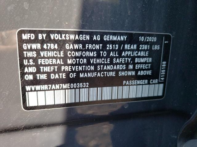 WVWHR7AN7ME003532 - 2021 VOLKSWAGEN ARTEON SEL R-LINE GRAY photo 12