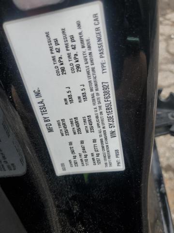 5YJ3E1EB5LF638927 - 2020 TESLA MODEL 3 黑色 照片 12