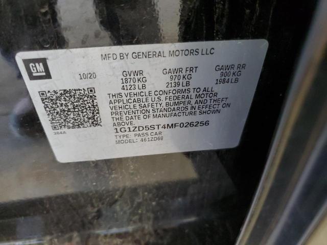 1G1ZD5ST4MF026256 - 2021 CHEVROLET MALIBU LT BLACK photo 12