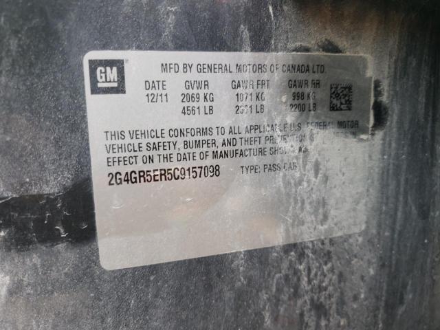 2G4GR5ER5C9157098 - 2012 BUICK REGAL 黑色 照片 10