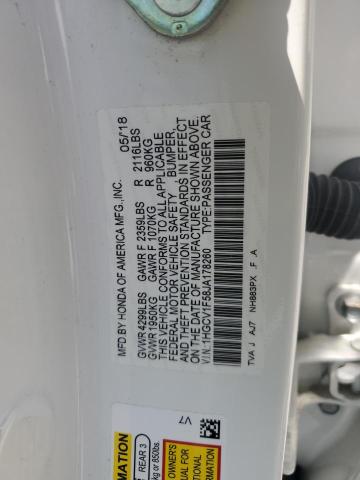 1HGCV1F58JA178260 - 2018 HONDA ACCORD EXL თეთრი ფოტო 12