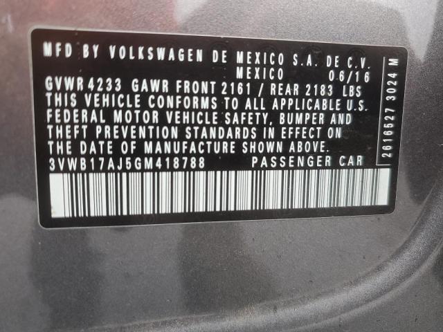 3VWB17AJ5GM418788 - 2016 VOLKSWAGEN JETTA SPORT Boz foto 12