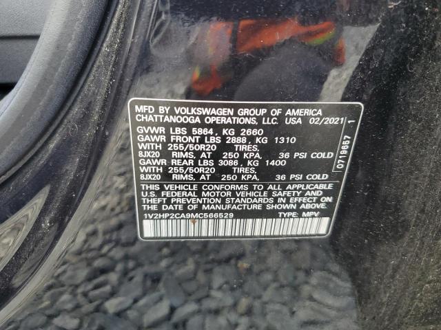 1V2HP2CA9MC566529 - 2021 VOLKSWAGEN ATLAS SE შავი ფოტო 13