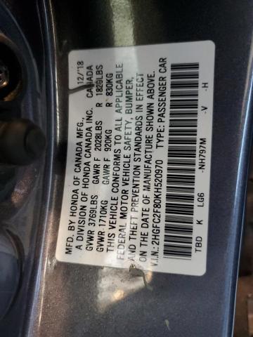 2HGFC2F80KH520970 - 2019 HONDA CIVIC SPORT 灰色 照片 12