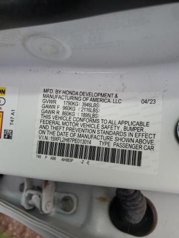 19XFL2H87PE013014 - 2023 HONDA CIVIC SPORT WHITE photo 12