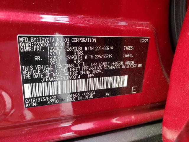 JTEAAAAH7NJ090014 - 2022 TOYOTA VENZA LE RED photo 13