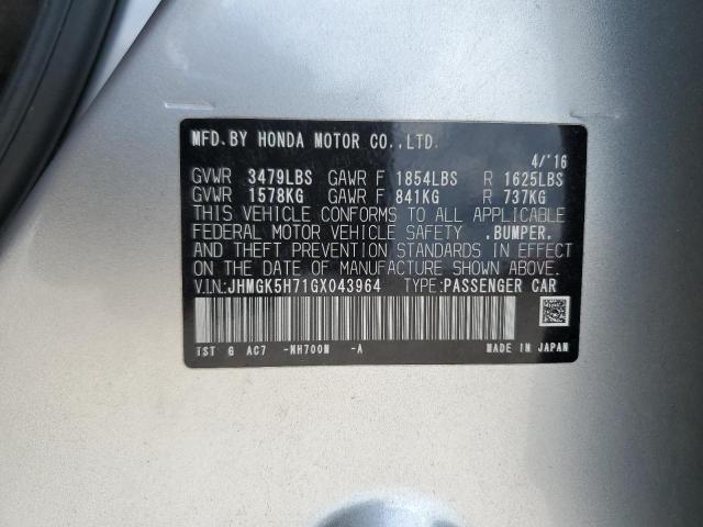 JHMGK5H71GX043964 - 2016 HONDA FIT EX 银色 照片 13