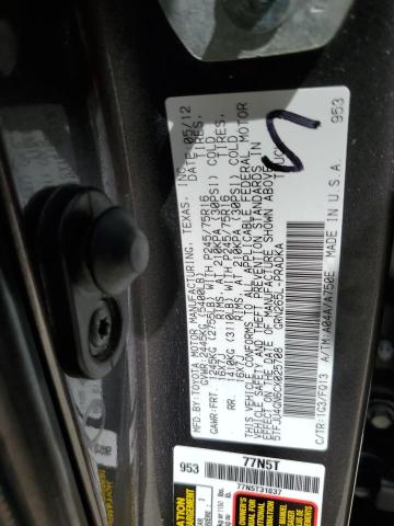 5TFJU4GN6CX025708 - 2012 TOYOTA TACOMA DOUBLE CAB PRERUNNER CHARCOAL photo 12