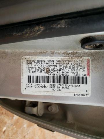 JTDBR32E430048260 - 2003 TOYOTA COROLLA CE SILVER photo 13