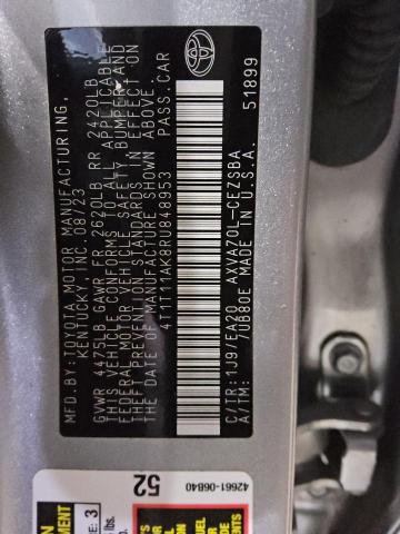 4T1T11AK8RU848953 - 2024 TOYOTA CAMRY SE NIGHT SHADE SILVER photo 12