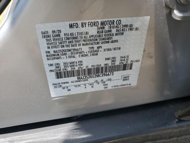 MAJ3S2GE2MC396673 - 2021 FORD ECOSPORT SE Серебристый фото 13