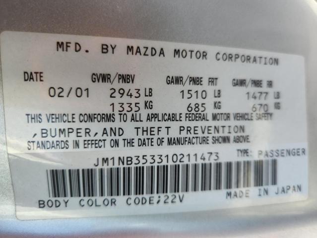 JM1NB353310211473 - 2001 MAZDA MX-5 MIATA BASE SILVER photo 12