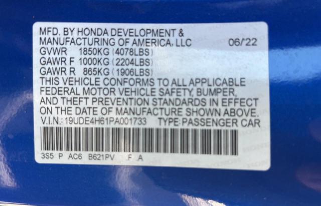19UDE4H61PA001733 - 2023 ACURA INTEGRA A-SPEC TECH BLUE photo 10