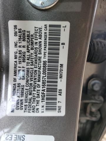 1HGFA16857L000886 - 2007 HONDA CIVIC EX BROWN photo 12