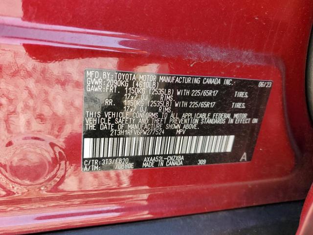 2T3H1RFV6PW277524 - 2023 TOYOTA RAV4 LE 红色 照片 13