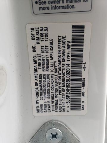 5J6RE4H53BL002014 - 2011 HONDA CR-V EX WHITE photo 13