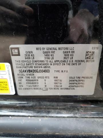 5GAKVBKD5GJ304663 - 2016 BUICK ENCLAVE BLACK photo 14