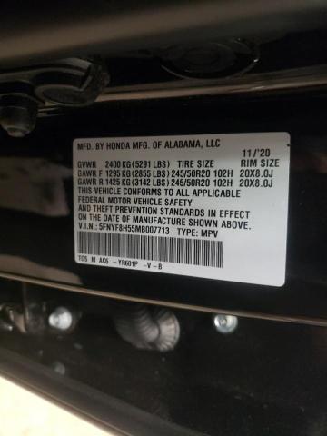 5FNYF8H55MB007713 - 2021 HONDA PASSPORT EXL BROWN photo 13