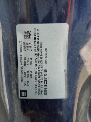 2G1FB1EDXB9175170 - 2011 CHEVROLET CAMARO LT ლურჯი ფოტო 12