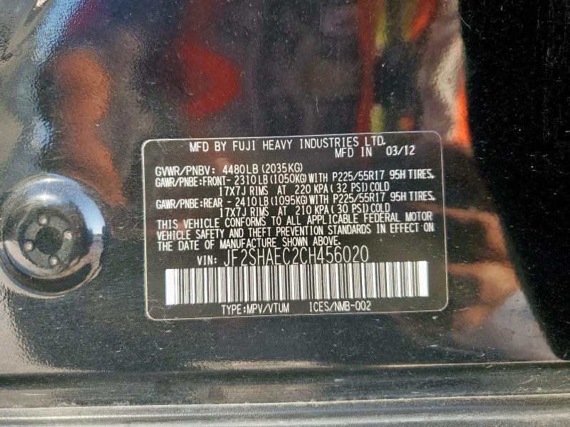 JF2SHAEC2CH456020 - 2012 SUBARU FORESTER LIMITED 黑色 照片 13