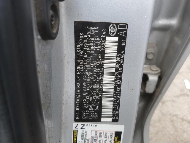 2T1KR32E37C640292 - 2007 TOYOTA COROLLA MA XR SILVER photo 12