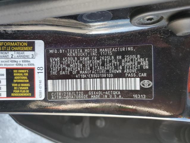 4T1BK1EB9GU198109 - 2016 TOYOTA AVALON XLE BLACK photo 13