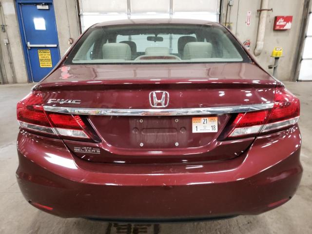 2HGFB2F52DH588408 - 2013 HONDA CIVIC LX BURGUNDY photo 6