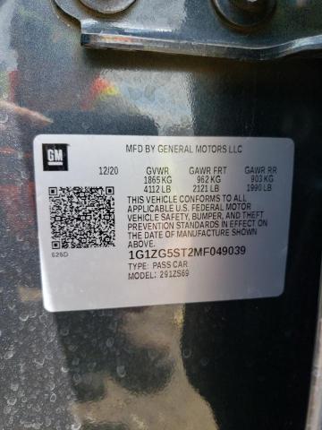 1G1ZG5ST2MF049039 - 2021 CHEVROLET MALIBU RS BLUE photo 13