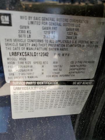 LRBFXCSA3LD112042 - 2020 BUICK ENVISION ESSENCE Սև լուսանկար 13