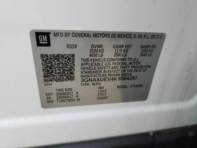 3GNAXUEV4KS594297 - 2019 CHEVROLET EQUINOX LT 白色 照片 13