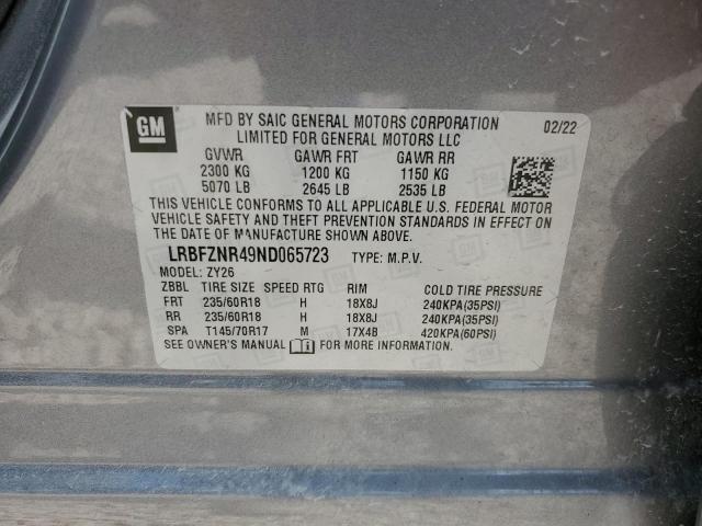 LRBFZNR49ND065723 - 2022 BUICK ENVISION ESSENCE GRAY photo 13