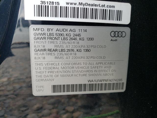 WA1LFAFPXFA074285 - 2015 AUDI Q5 PREMIUM PLUS BLACK photo 14