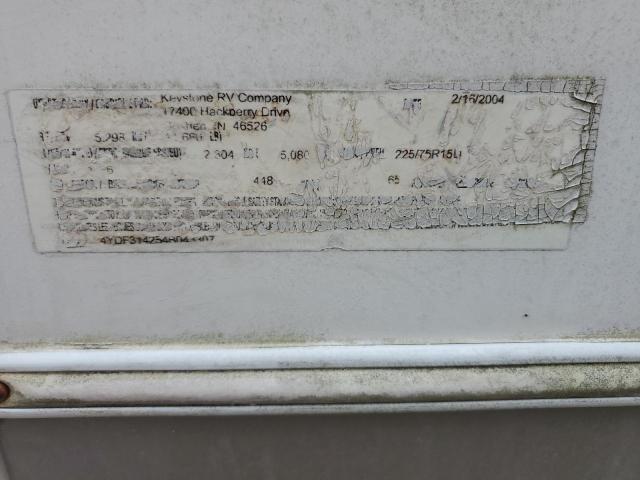 4YDF314254B043307 - 2004 KEYSTONE COUGAR თეთრი ფოტო 10