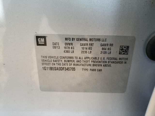 1G11B5SA0DF345705 - 2013 CHEVROLET MALIBU LS Արծաթագույն լուսանկար 12