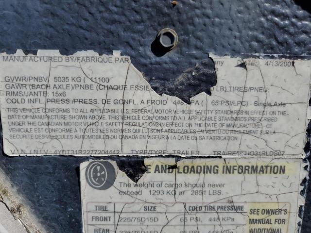 4YDT31R2277204442 - 2007 KEYSTONE HORNET WHITE photo 10