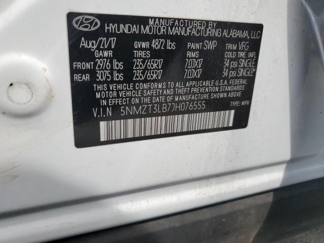 5NMZT3LB7JH076555 - 2018 HYUNDAI SANTA FE S WHITE photo 13