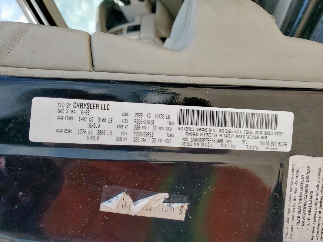 1A8HX58P79F701408 - 2009 CHRYSLER ASPEN LIMITED BLACK photo 13