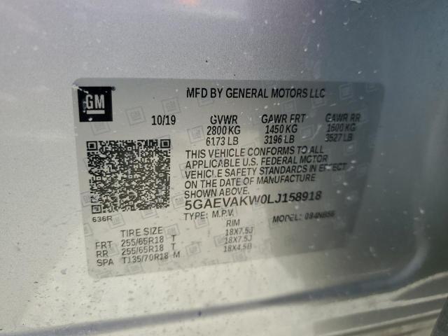 5GAEVAKW0LJ158918 - 2020 BUICK ENCLAVE ESSENCE ვერცხლისფერი ფოტო 14